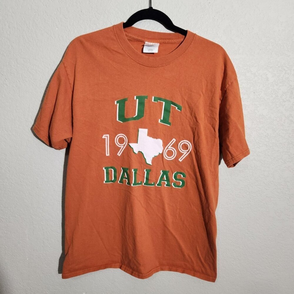 UT Dallas Texas Shirt Mens Large Orange NCAA College 1969 Graphic Tee T-Shirt